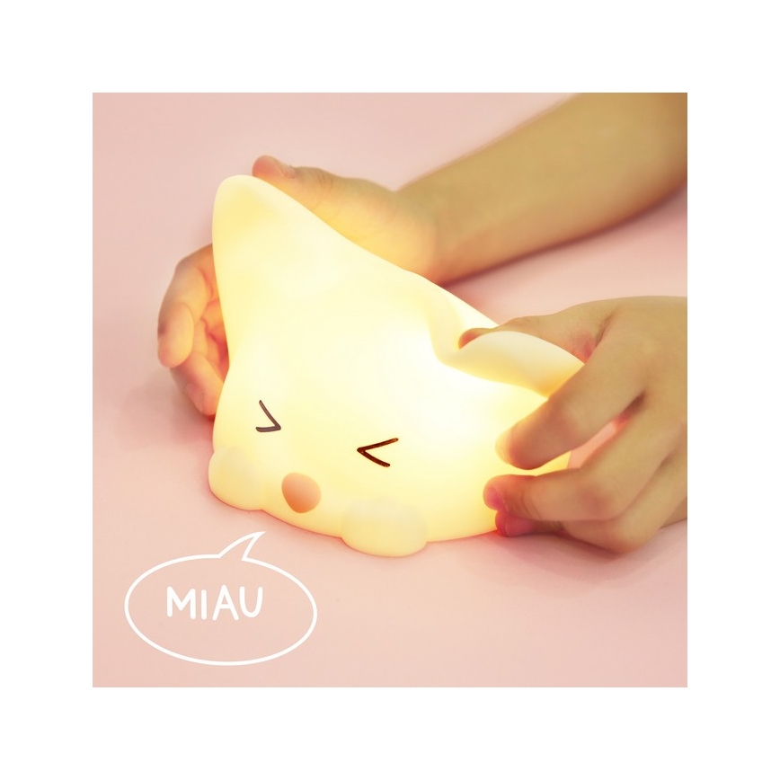 MegaLight - LED RGB Aptumšojama uzlādējams bērnu skārienvadāma lampa CATTY CAT LED/5V