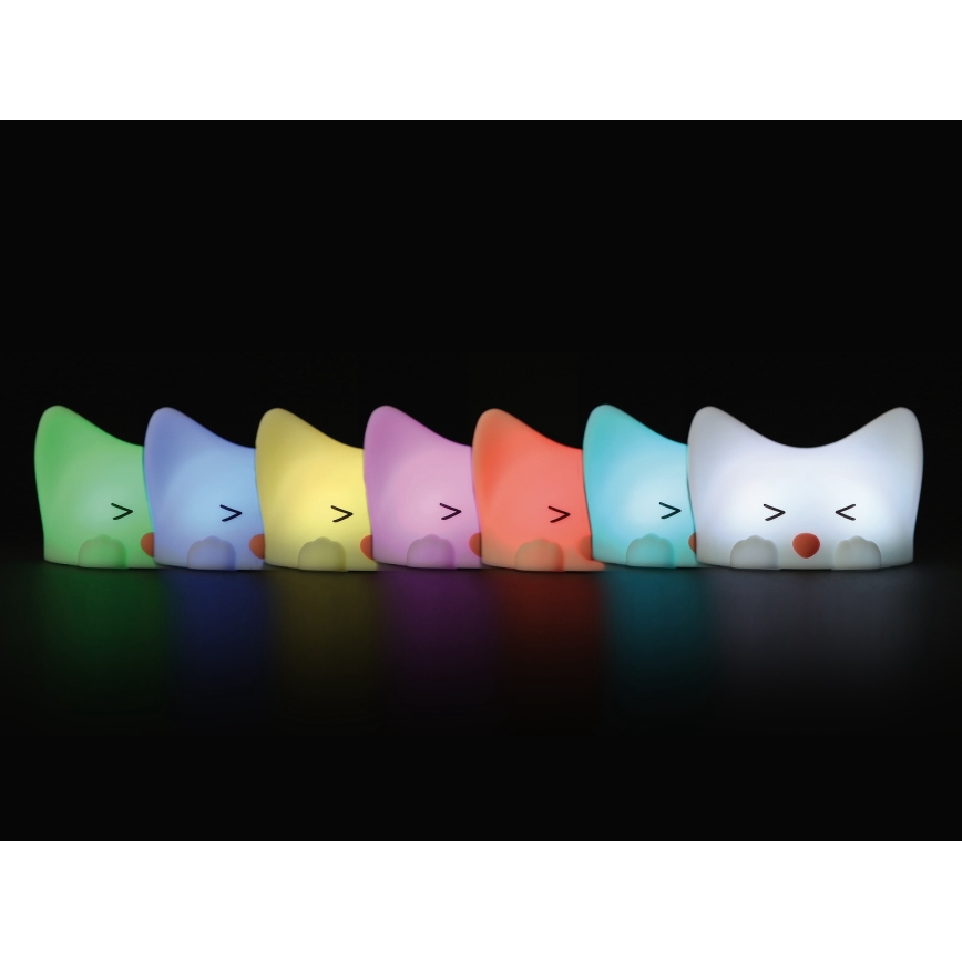 MegaLight - LED RGB Aptumšojama uzlādējams bērnu skārienvadāma lampa CATTY CAT LED/5V