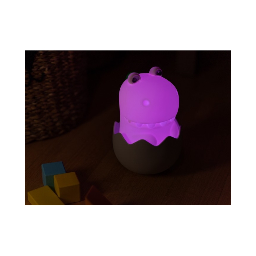 MegaLight - LED RGB Aptumšojama uzlādējams bērnu skārienvadāma lampa DIGGY DINO LED/5V
