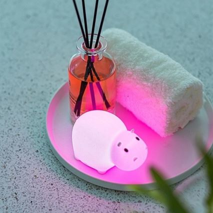 MegaLight - LED RGB Uzlādējama bērnu skārienvadāma vannas lampa SWIMMY HIPPO LED/5V IP67