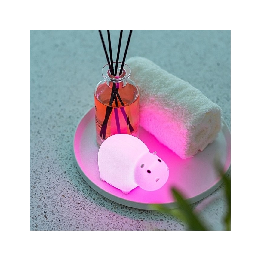 MegaLight - LED RGB Uzlādējama bērnu skārienvadāma vannas lampa SWIMMY HIPPO LED/5V IP67