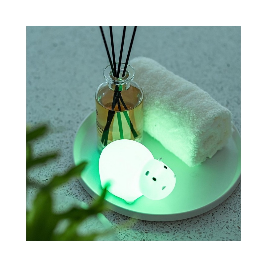 MegaLight - LED RGB Uzlādējama bērnu skārienvadāma vannas lampa SWIMMY HIPPO LED/5V IP67