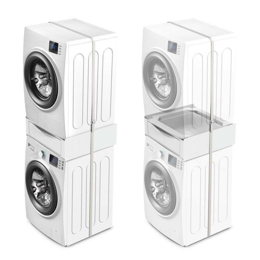 Meliconi 656112 - starplika starp veļasmašīnu un žāvētāju ar izvelkamu 28 l uzglabāšanas nodalījumu, balta