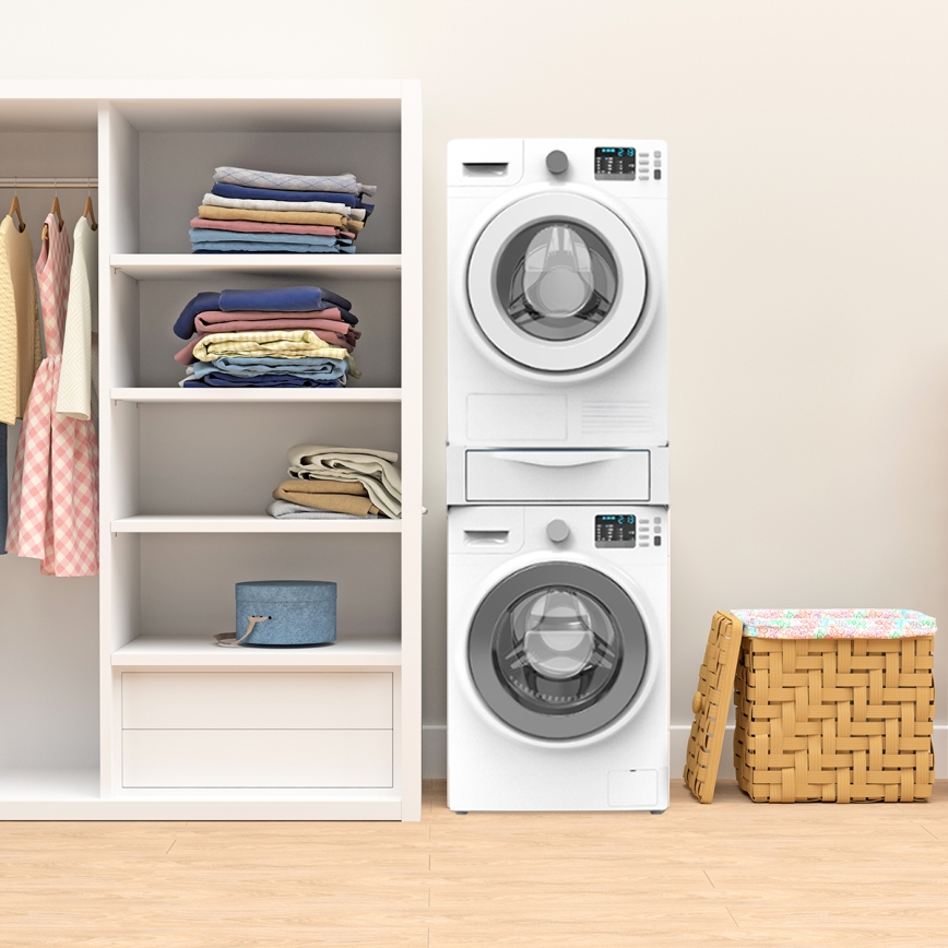 Meliconi 656112 - starplika starp veļasmašīnu un žāvētāju ar izvelkamu 28 l uzglabāšanas nodalījumu, balta