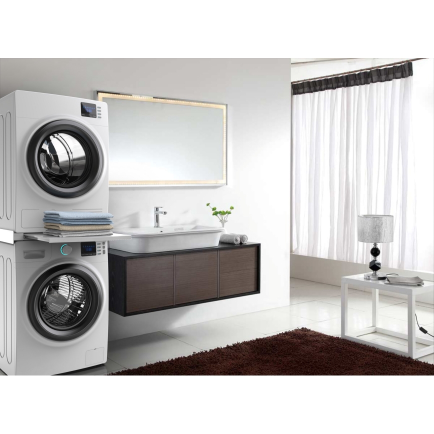 Meliconi 656113 - savienojuma komplekts veļas mazgājamai mašīnai un žāvētājam ar izvelkamu atvilktni, 70 cm, balts