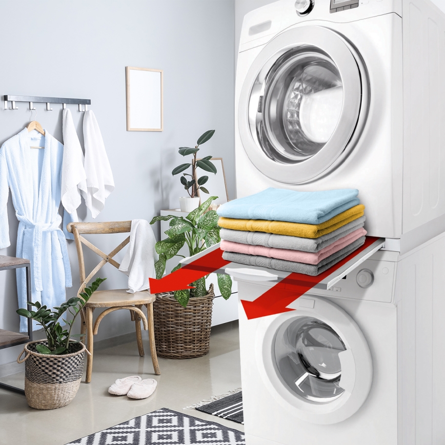 Meliconi 656114 - montāžas komplekts veļasmašīnai un žāvētājam 70 cm balts