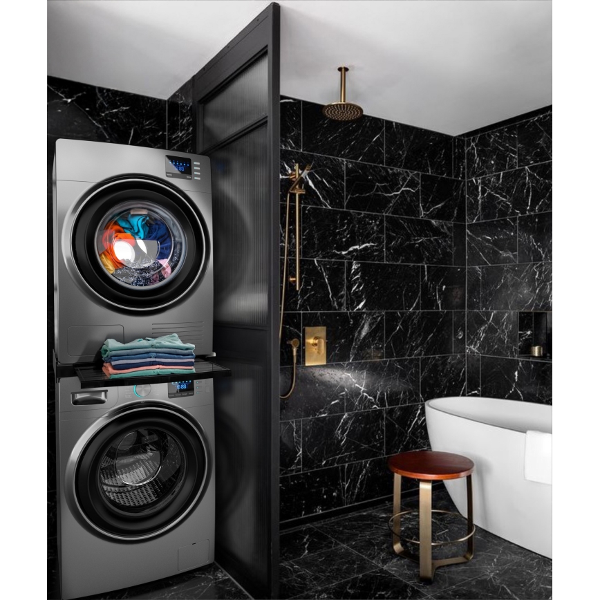 Meliconi 656136 - Starplikas ar izvelkamu atvilktni veļas mašīnai un žāvētājam, 60 cm, melnas