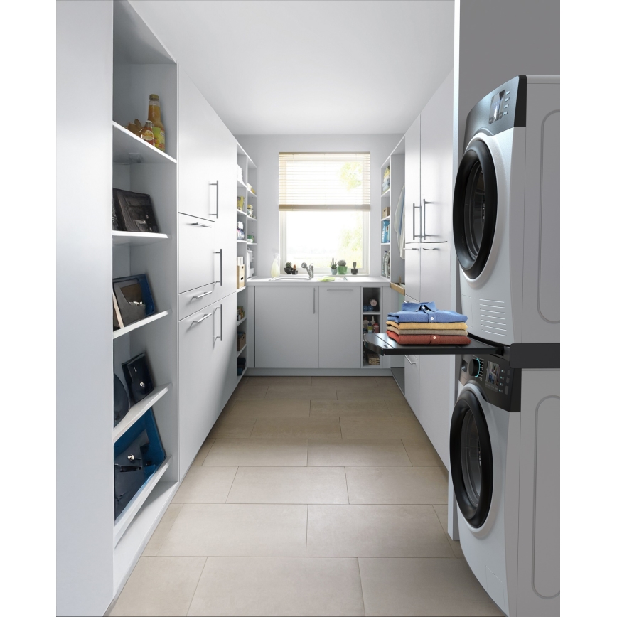 Meliconi 656136 - Starplikas ar izvelkamu atvilktni veļas mašīnai un žāvētājam, 60 cm, melnas