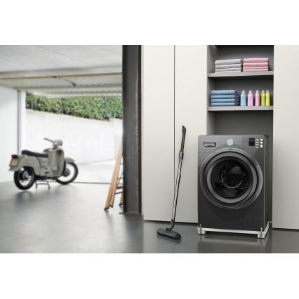 Meliconi 656149 - Pretvibrācijas paliktnis veļas mašīnai ar izvelkamiem riteņiem, 47 cm, balts