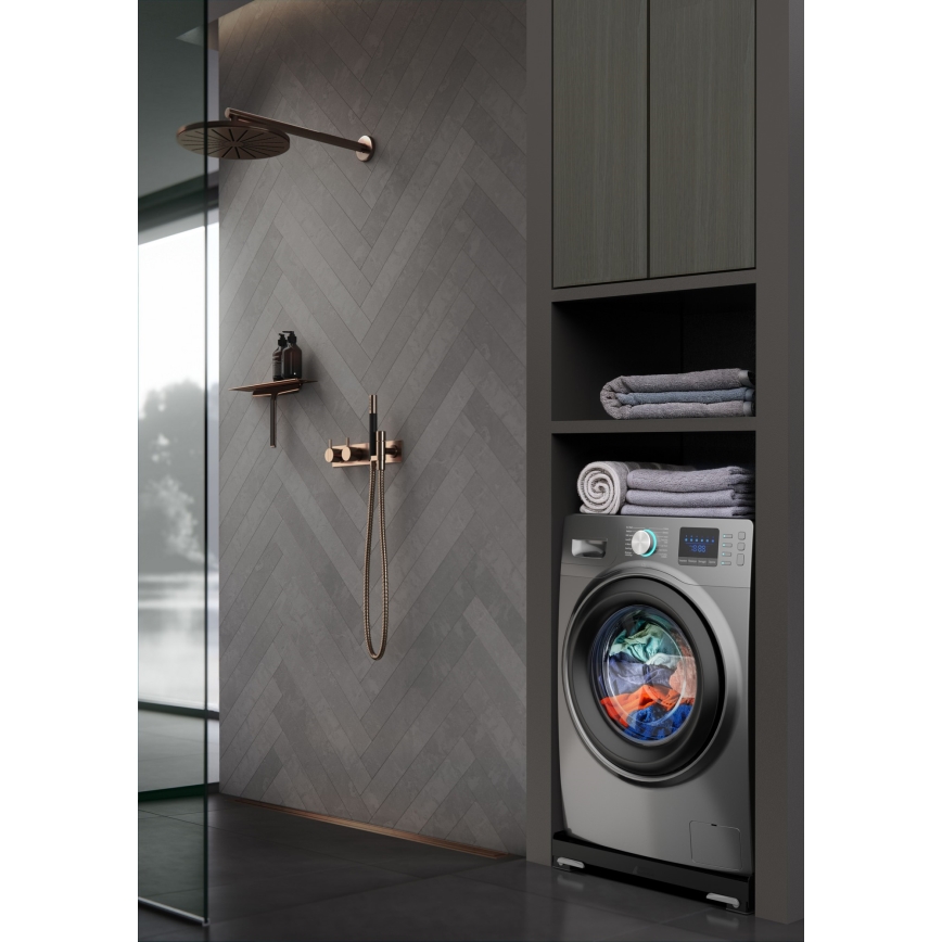 Meliconi 656168 - Antivibrācijas paliktnis zem veļas mašīnas ar izvelkamiem riteņiem 47 cm melns