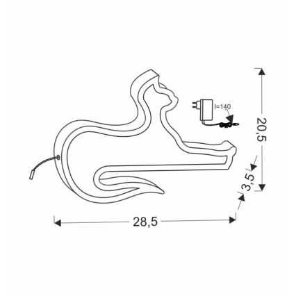 Melna CAT LED / 13W / 230V galda lampa bērniem