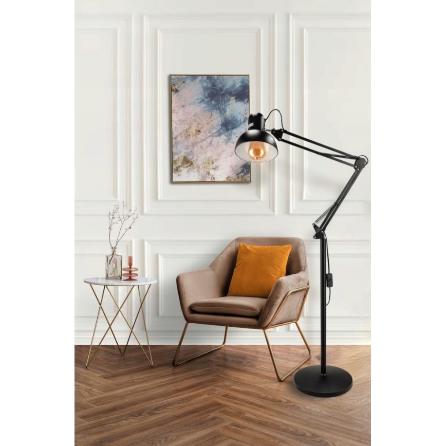 Melna grīdas lampa 1xE27/40W/230V