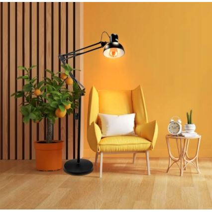 Melna grīdas lampa 1xE27/40W/230V