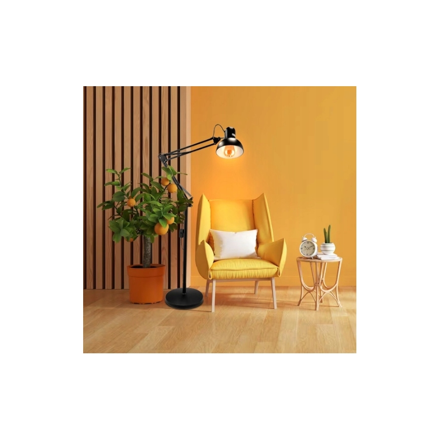 Melna grīdas lampa 1xE27/40W/230V