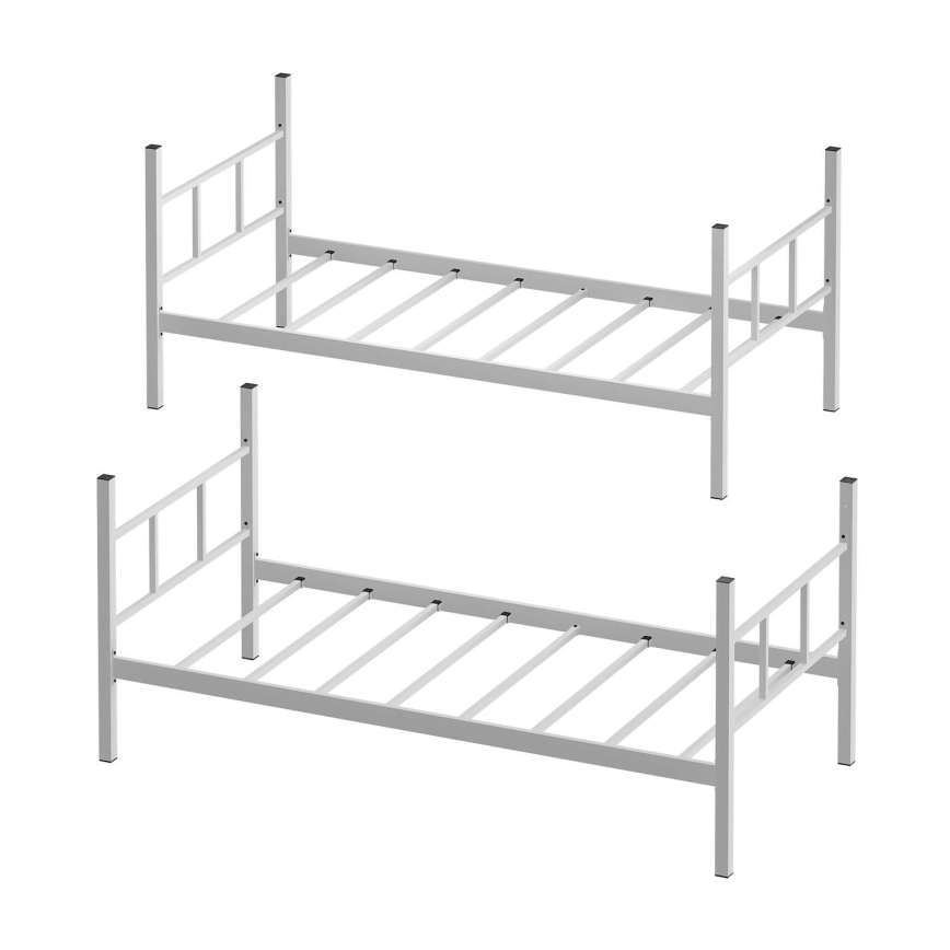 Metāla divstāvu gulta MAVEN 90x200 cm balta nestspēja 2x100 kg
