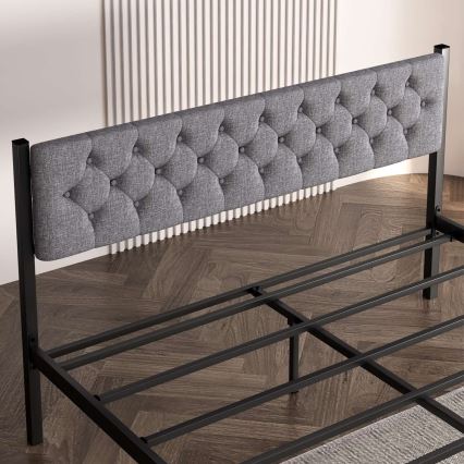 Metāla divvietīga gulta KAROM 120x200 cm, pelēka, maksimālā slodze 120 kg