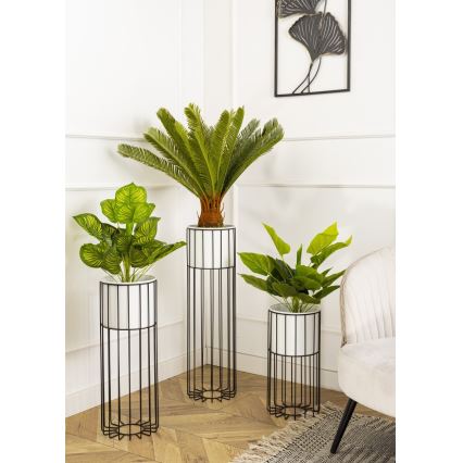 Metāla puķu pods LOFT 42x20 cm melna/balta