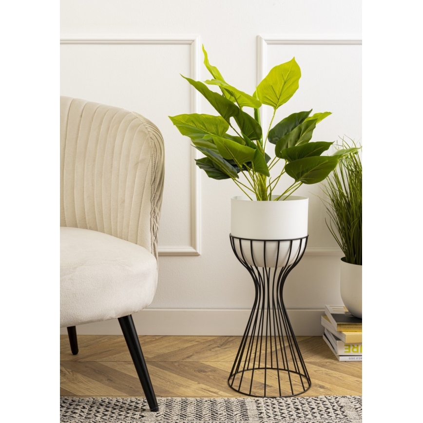 Metāla puķu pods LOFT 46x20 cm melna/balta