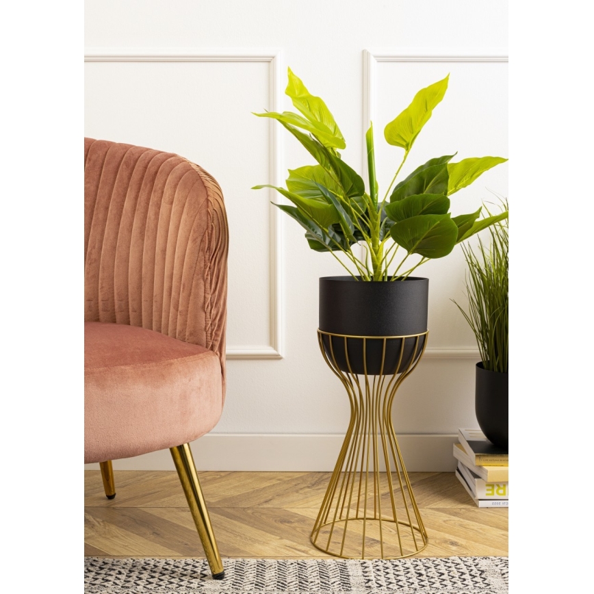 Metāla puķu pods LOFT 46x20 cm zelta/melna