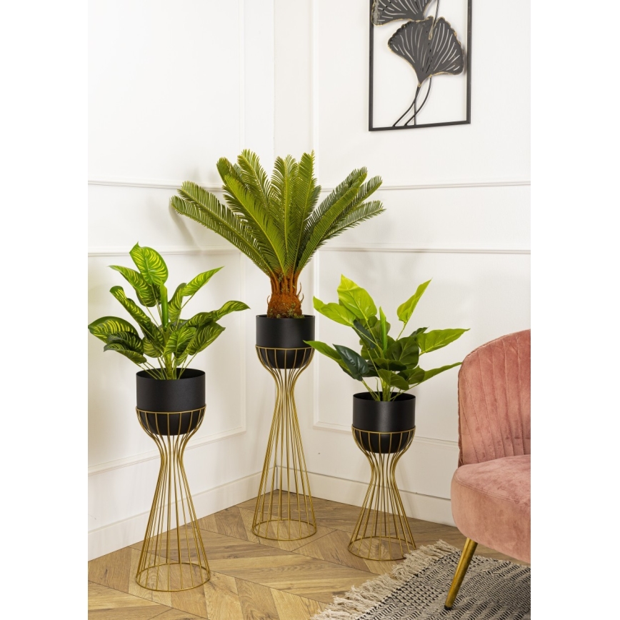 Metāla puķu pods LOFT 46x20 cm zelta/melna