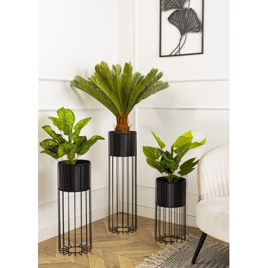 Metāla puķu pods LOFT 55x20 cm melna