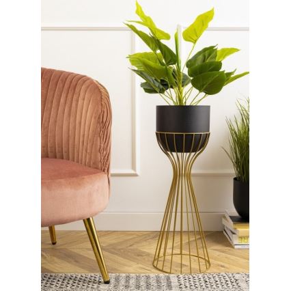 Metāla puķu pods LOFT 56x20 cm zelta/melna