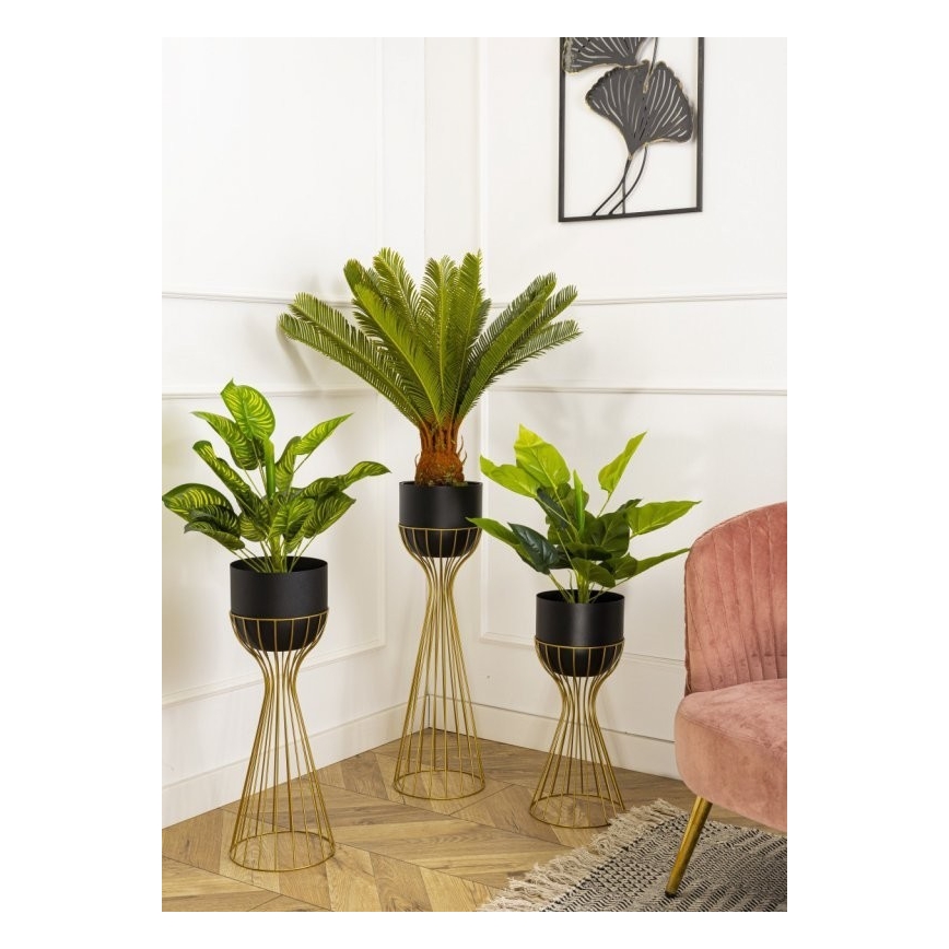 Metāla puķu pods LOFT 56x20 cm zelta/melna