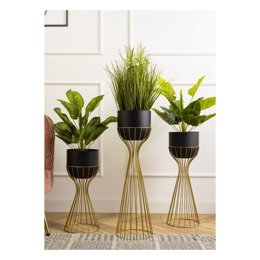 Metāla puķu pods LOFT 56x20 cm zelta/melna