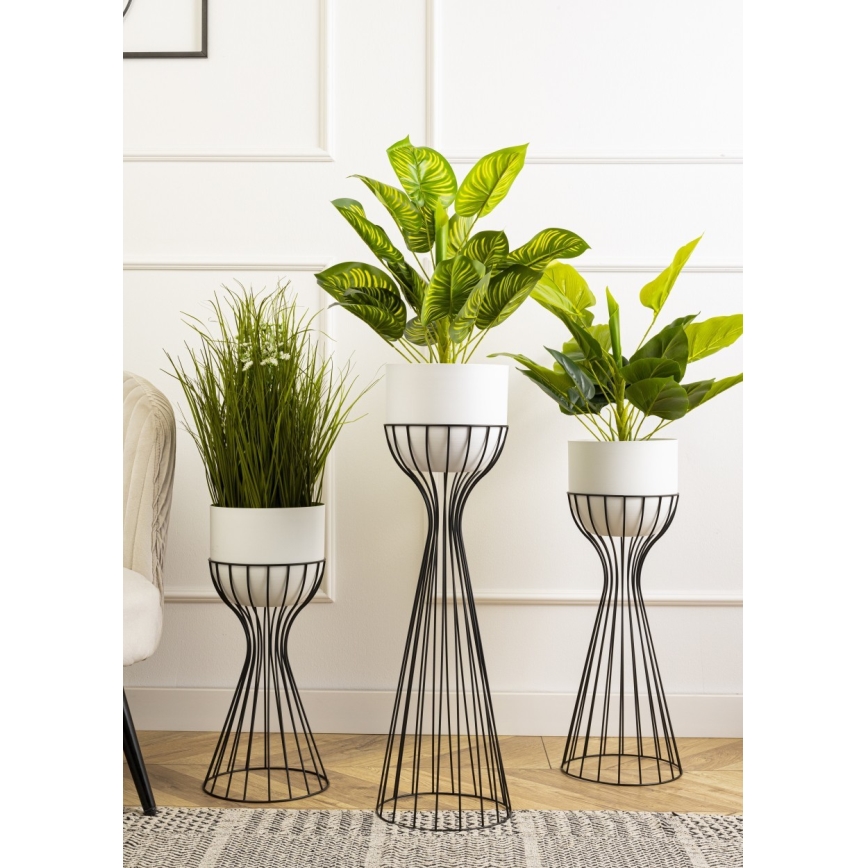 Metāla puķu pods LOFT 68x20 cm melna/balta