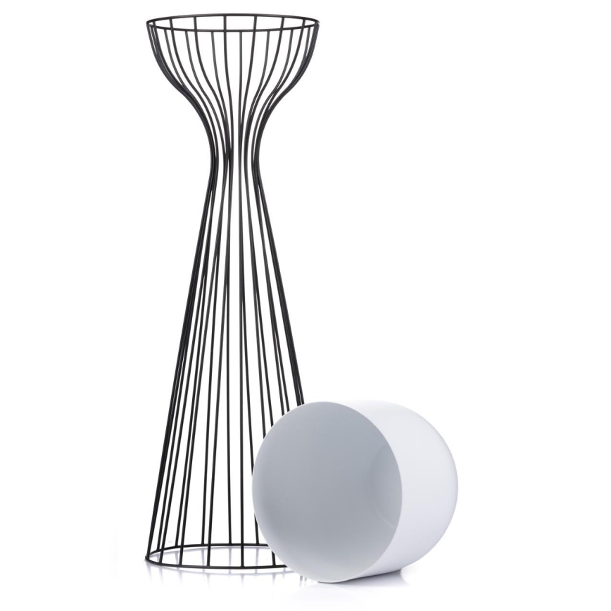Metāla puķu pods LOFT 68x20 cm melna/balta