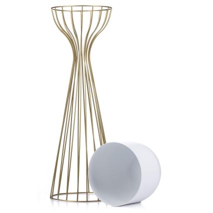 Metāla puķu pods LOFT 68x20 cm zelta/balta