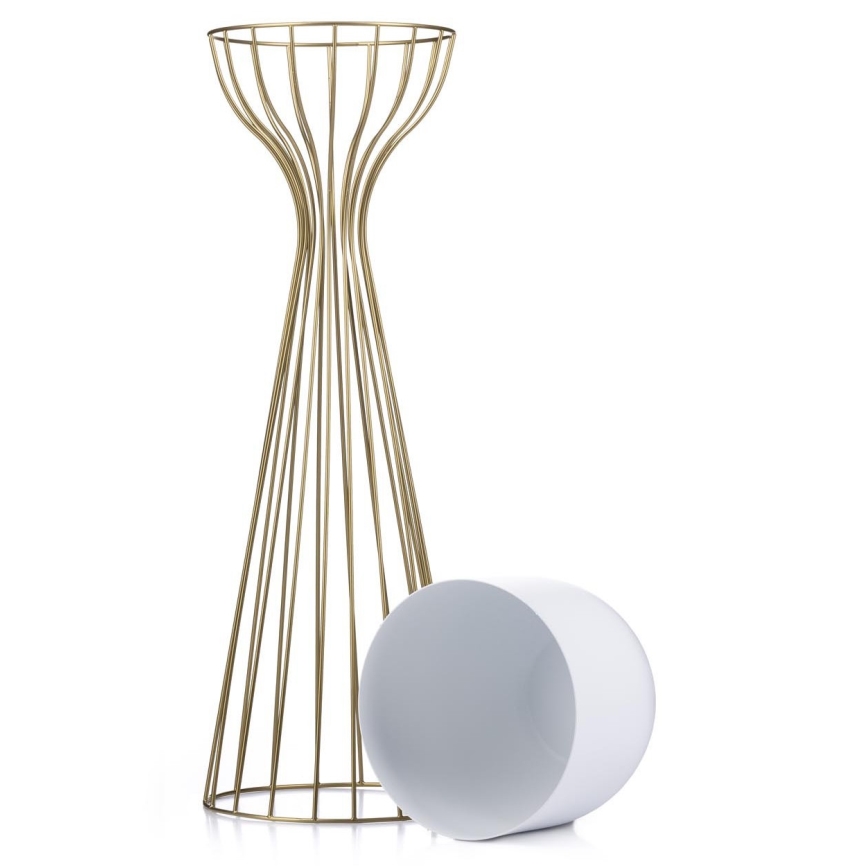 Metāla puķu pods LOFT 68x20 cm zelta/balta