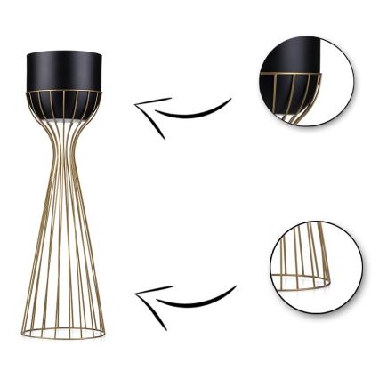 Metāla puķu pods LOFT 68x20 cm zelta/melna