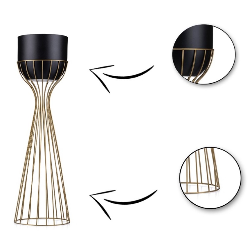 Metāla puķu pods LOFT 68x20 cm zelta/melna