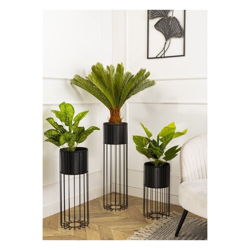 Metāla puķu pods LOFT 70x20 cm melna