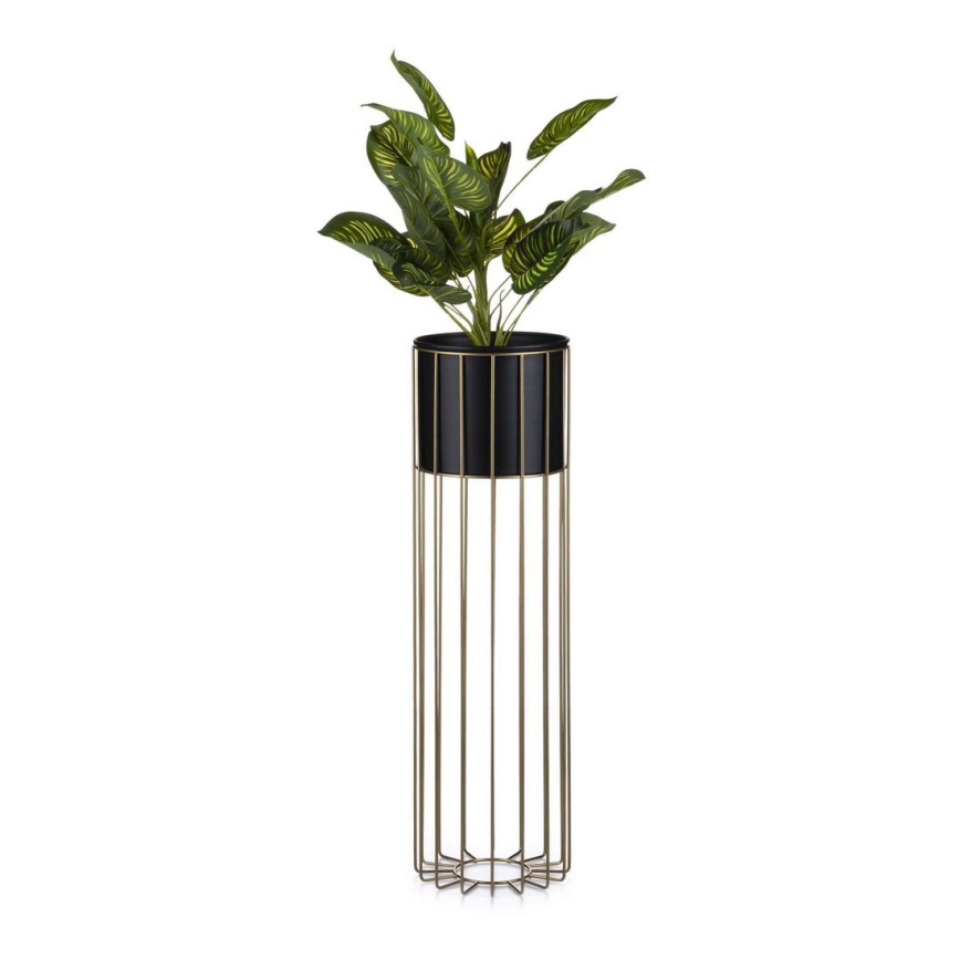 Metāla puķu pods LOFT 70x20 cm zelta/melna