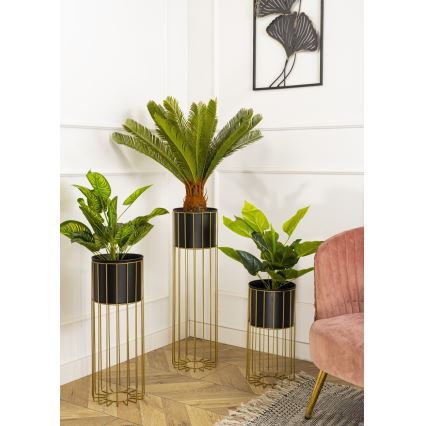 Metāla puķu pods LOFT 70x20 cm zelta/melna
