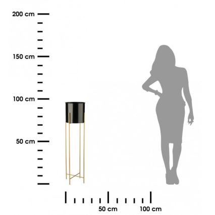 Metāla puķu pods OSLO 95x17 cm melns/zelta