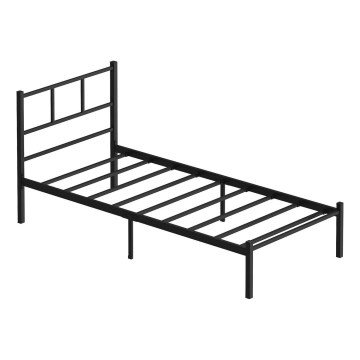 Metāla vienvietīga gulta ROVAN 90x200 cm, melna, maksimālā slodze 120 kg