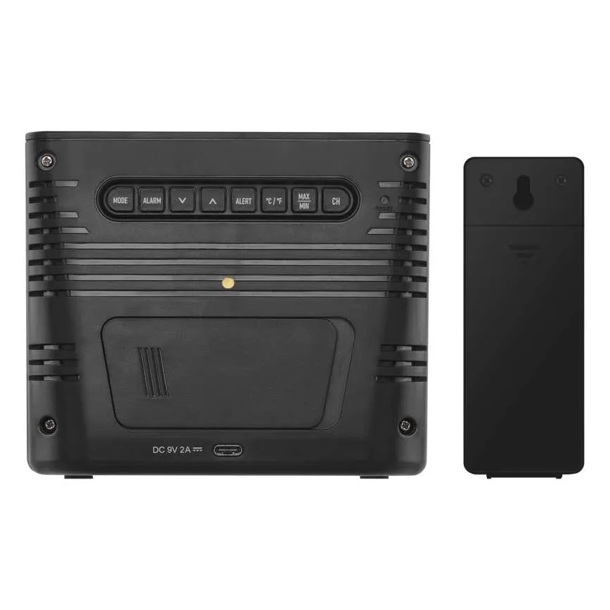 Meteostacija ar bezvadu uzlādi 5V 2xAA + 2xAAA melna