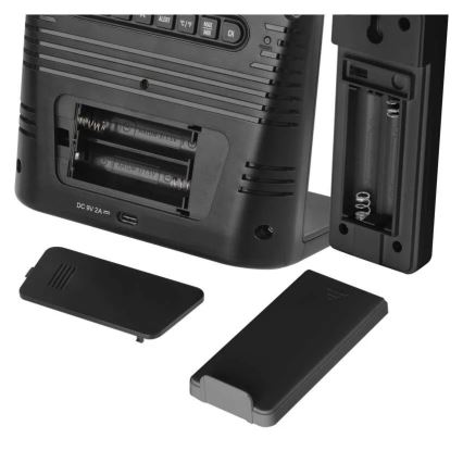 Meteostacija ar bezvadu uzlādi 5V 2xAA + 2xAAA melna