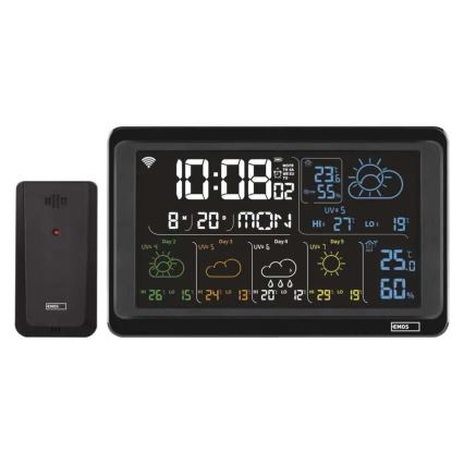 Meteostacija ar LCD ekrānu GoSmart 230V/3xAAA + 2×AAA Wi-Fi Tuya melna