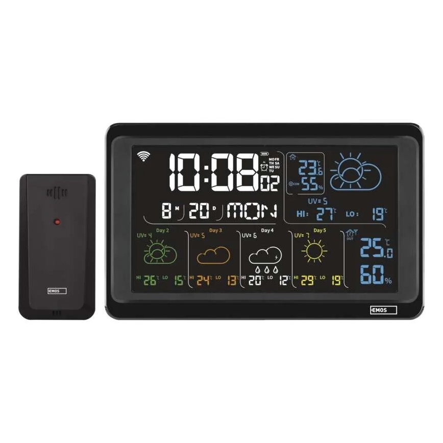 Meteostacija ar LCD ekrānu GoSmart 230V/3xAAA + 2×AAA Wi-Fi Tuya melna