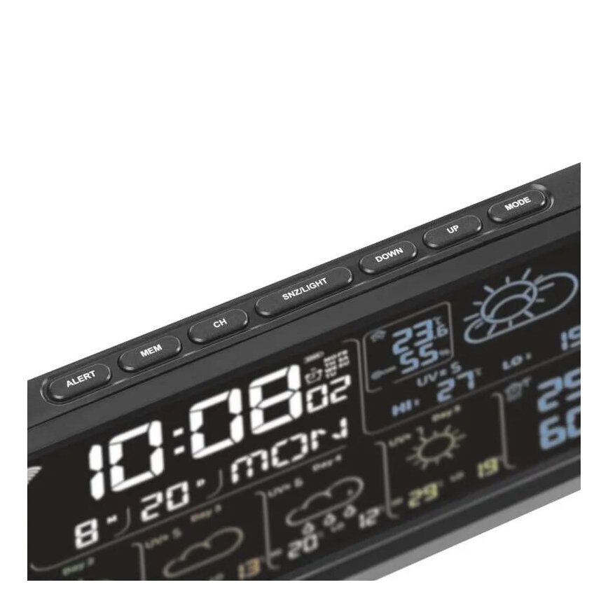 Meteostacija ar LCD ekrānu GoSmart 230V/3xAAA + 2×AAA Wi-Fi Tuya melna