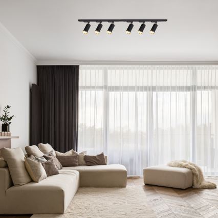 MICA sliežu sistēmas virziena gaismeklis 6xGU10/10W/230V melns/zeltains