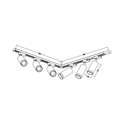 MICA sliežu sistēmas virziena gaismeklis 6xGU10/10W/230V melns/zeltains