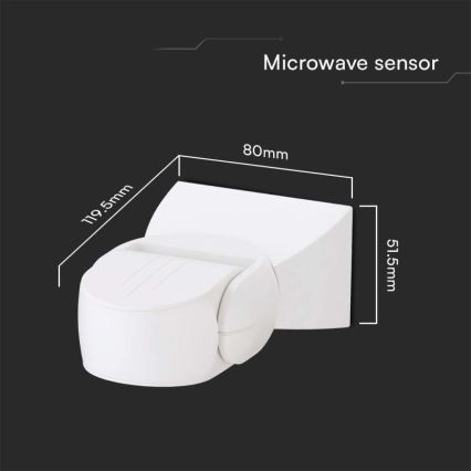 Mikroviļņu āra kustību sensors 180° 230V IP65 balta