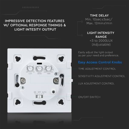 Mikroviļņu kustību sensors 180° 300W/230V melna