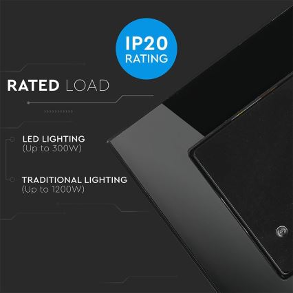 Mikroviļņu kustību sensors 180° 300W/230V melna