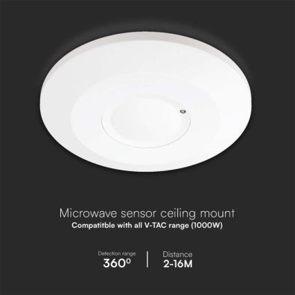 Mikroviļņu kustību sensors 360° 230V balta